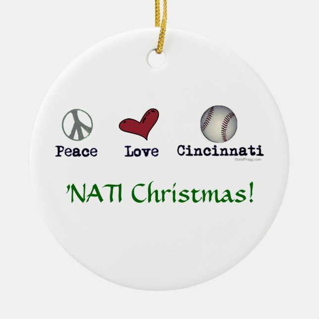 Enfeites de natal de NATI do amor da paz (Frente)
