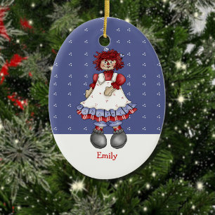 Enfeites de natal de Oval de Boneca Rag