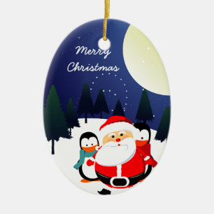 Enfeites de natal de Papai Noel e pinguins