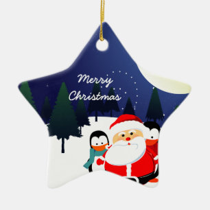 Enfeites de natal de Papai Noel e pinguins