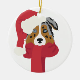 Enfeites de natal de pastor australiano. Neve