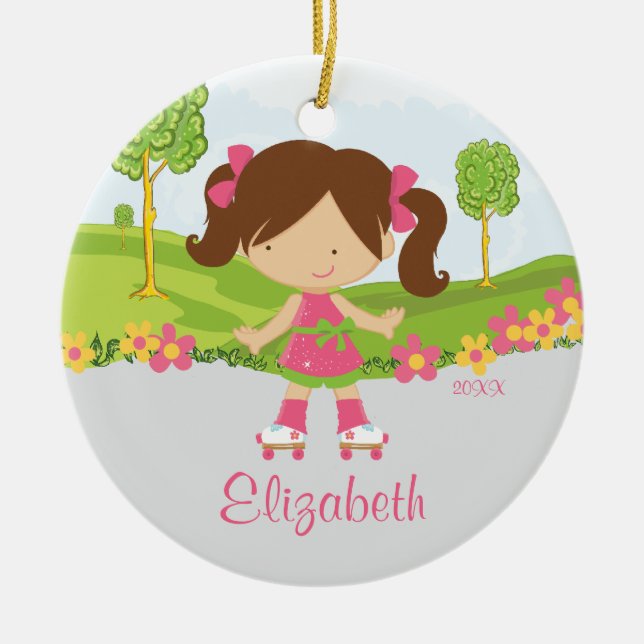 Enfeites de natal de patinagem da menina do (Frente)