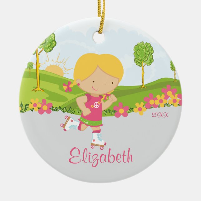 Enfeites de natal de patinagem da menina do (Frente)