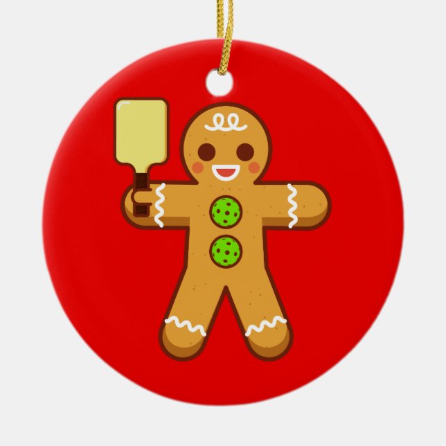 Enfeites de natal de Pickleball - Gingerbreadman (Frente)