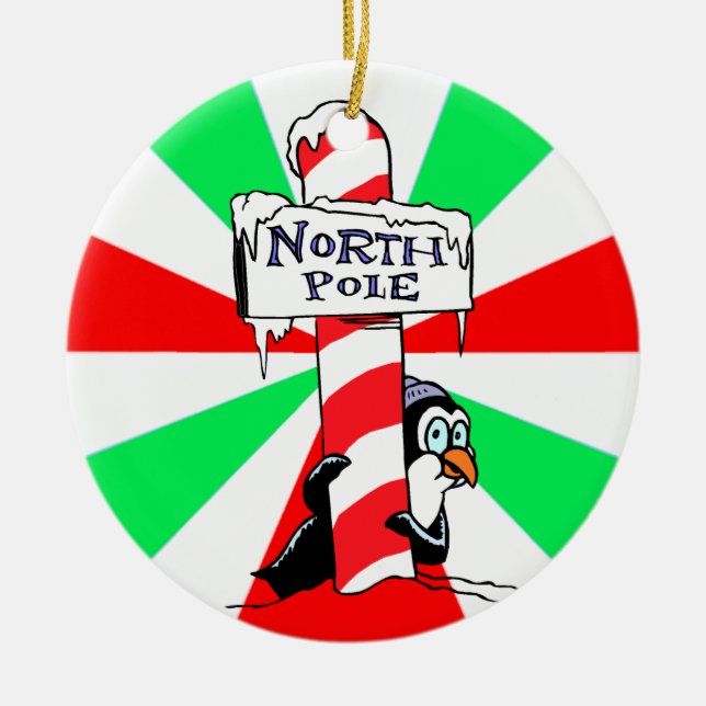 Enfeites de natal de Pinguim do Polo Norte (Frente)
