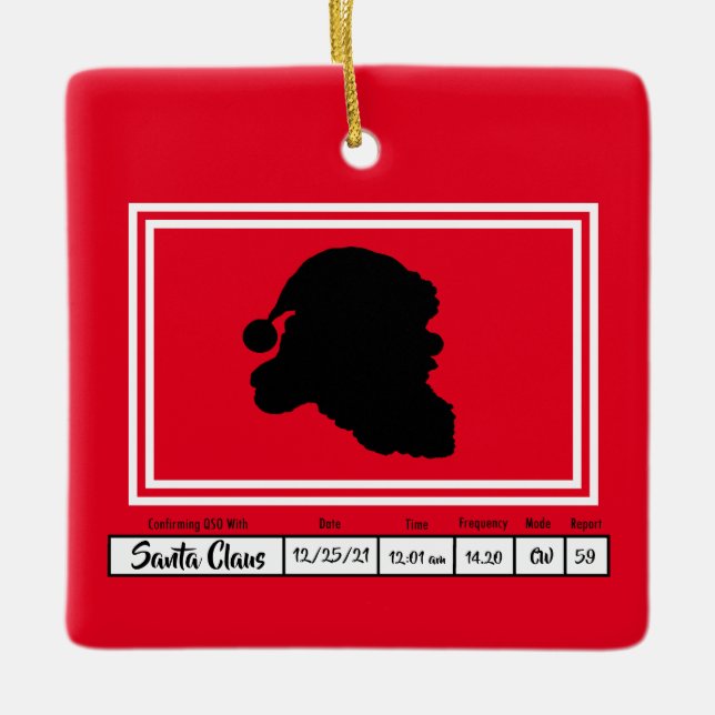 Enfeites de natal de placa QSL de rádio ham (Frente)