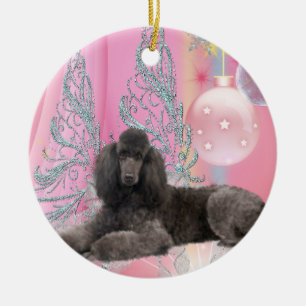 Enfeites de natal de Poodle Rosa