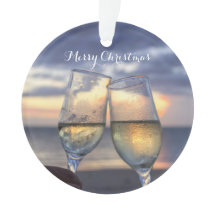 Enfeites de natal de Praia Sunset acrílico