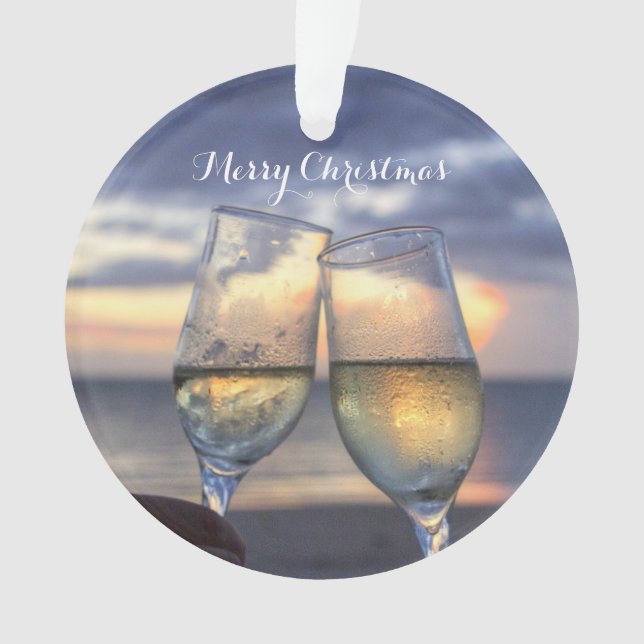 Enfeites de natal de Praia Sunset acrílico (Frente)