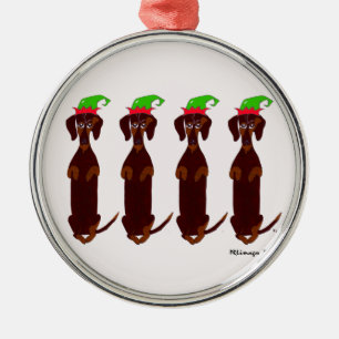 Enfeites de natal de quatro Dachshunds