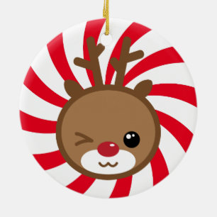 Enfeites de natal de Reindeer Kawaii