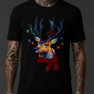 Enfeites de Natal de Rena em Aquarela Férias