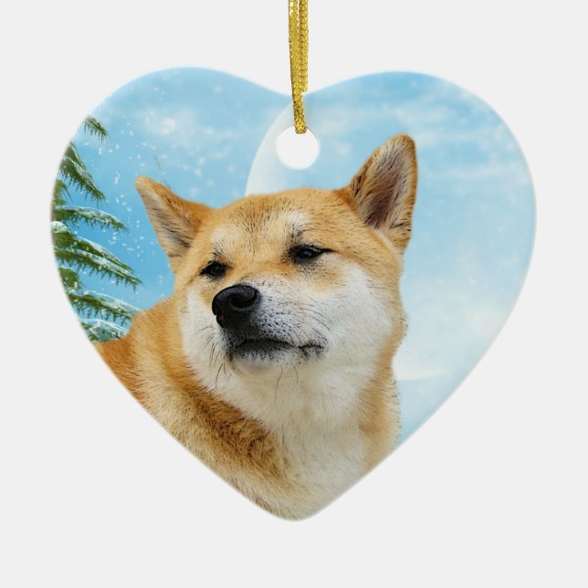 Enfeites de natal de Shiba Inu do amor (Frente)