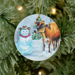 Enfeites de natal de Snowman Cowboy