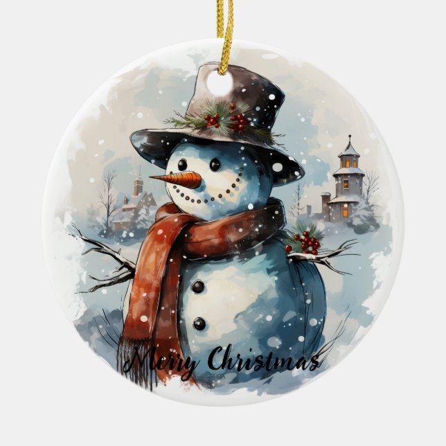 enfeites de natal de Snowman Encantado 🎄 (Frente)