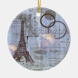 Enfeites de natal de Torre Eiffel Steampunk