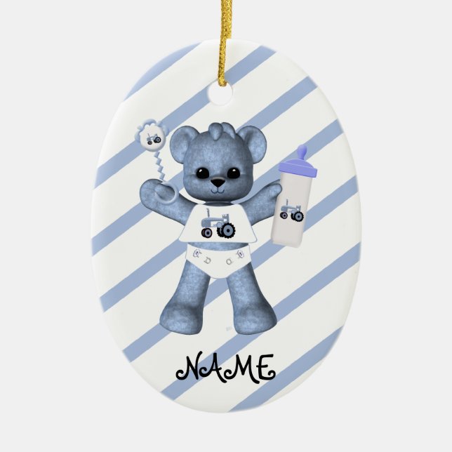 Enfeites de natal de Trator 1 do Urso Azul (Frente)