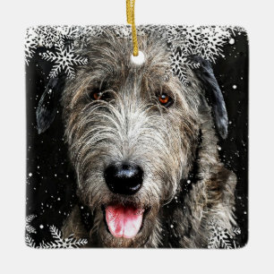 Enfeites de natal de Wolfhound Irlandês ao quadrad