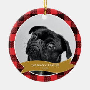 Enfeites de natal de Xadrez de Foto Pet Personaliz