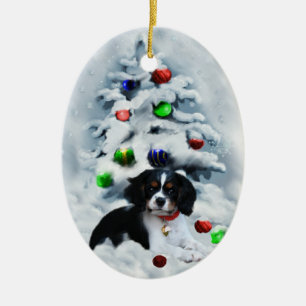 Enfeites de natal descuidados do Spaniel de rei