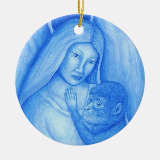 Enfeites de natal do anjo azul e do macaco (Frente)