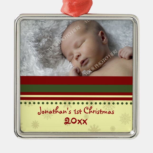 Enfeites de natal do bebê da foto os øs (Frente)