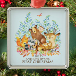 Enfeites de natal do bebê dos animais da floresta