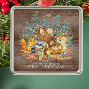 Enfeites de natal do bebê dos animais da floresta