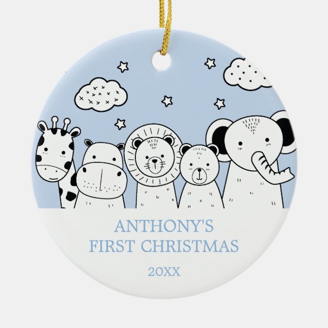 Enfeites de natal do bebê dos animais da selva os (Frente)