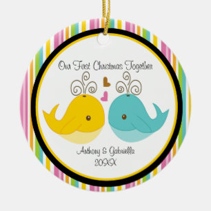 Enfeites de natal do casal das baleias do amor