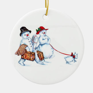 Enfeites de natal do casal do boneco de neve