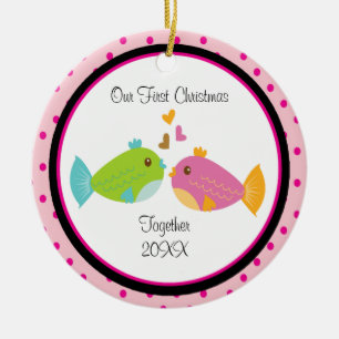 Enfeites de natal do casal dos peixes do amor