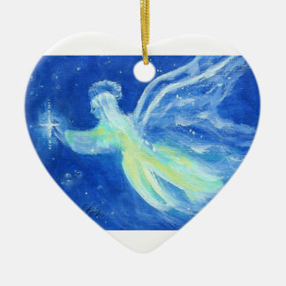 Enfeites de natal do coração do anjo da estrela