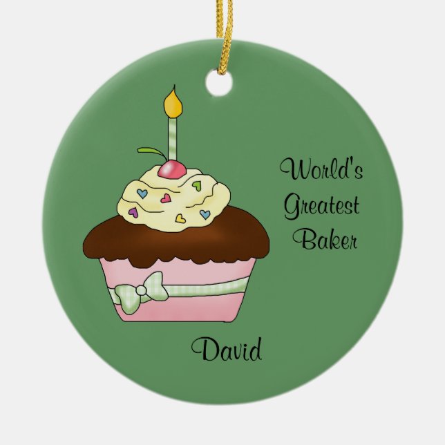 Enfeites de natal do cupcake de Brown (Frente)