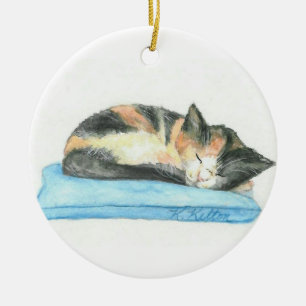 Enfeites de natal do gatinho da chita do sono