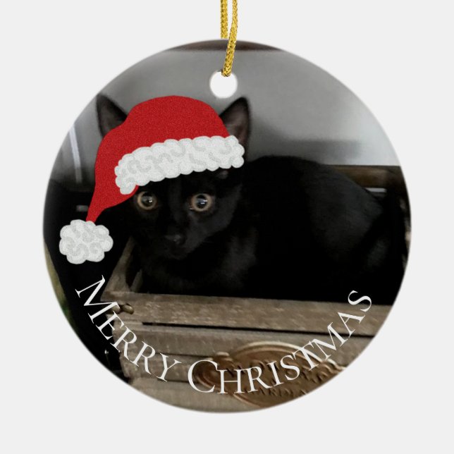 Enfeites de natal do gatinho do papai noel (Frente)