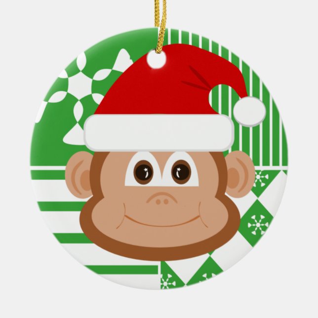 Enfeites de natal do macaco de Papai Noel (Frente)
