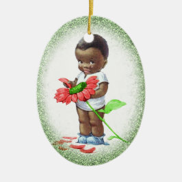 Enfeites de natal do menino do afro-americano do