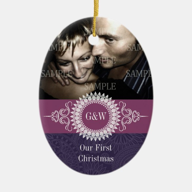 Enfeites de natal do monograma de Paisley (Frente)