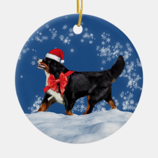 Enfeites de natal do papai noel do cão de montanha (Frente)