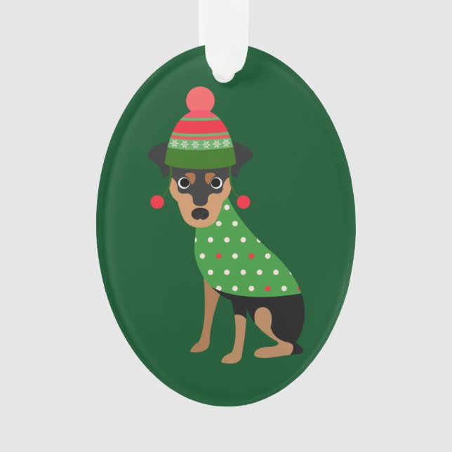 Enfeites de natal do Pinscher diminuto (Frente)