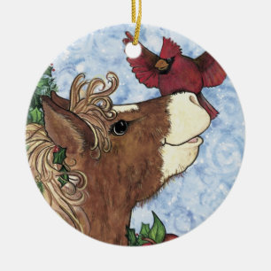 enfeites de natal do pônei de Azevinho-dia