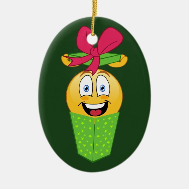 Enfeites de natal do presente de Emoji (Frente)