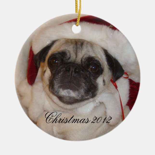 Enfeites de natal do Pug (Frente)