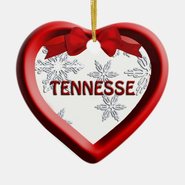 Enfeites de natal do Tennessee Snowflake Heart (Frente)