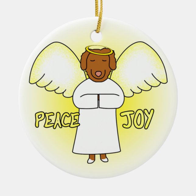 Enfeites de natal do Toller do anjo da alegria da (Frente)