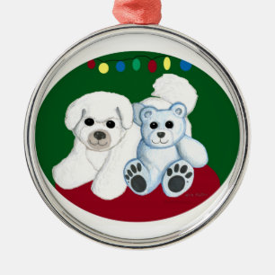 Enfeites de natal do urso do cão n de Bichon