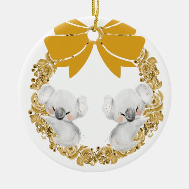 Enfeites de natal do Urso Koala e Faux Dourado Wre (Frente)
