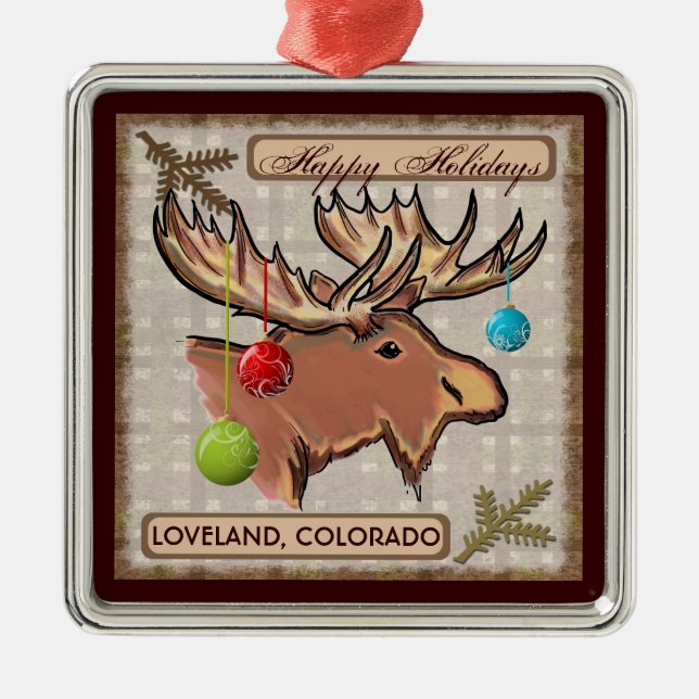 Enfeites de natal dos alces da arte de Loveland (Frente)