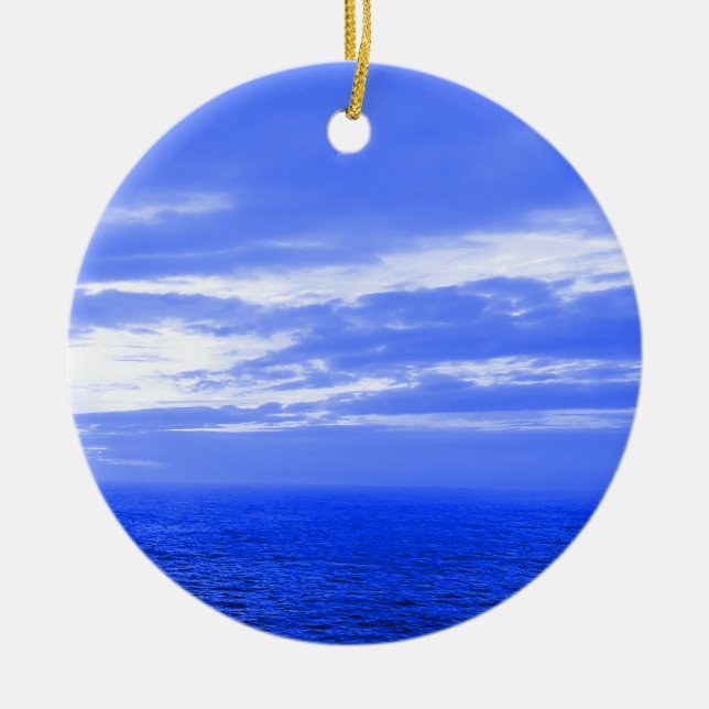 Enfeites de natal dos azul-céu do oceano (Frente)